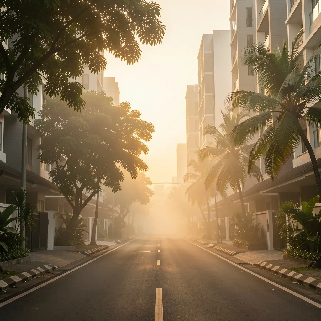Jakarta neighborhood at dawn