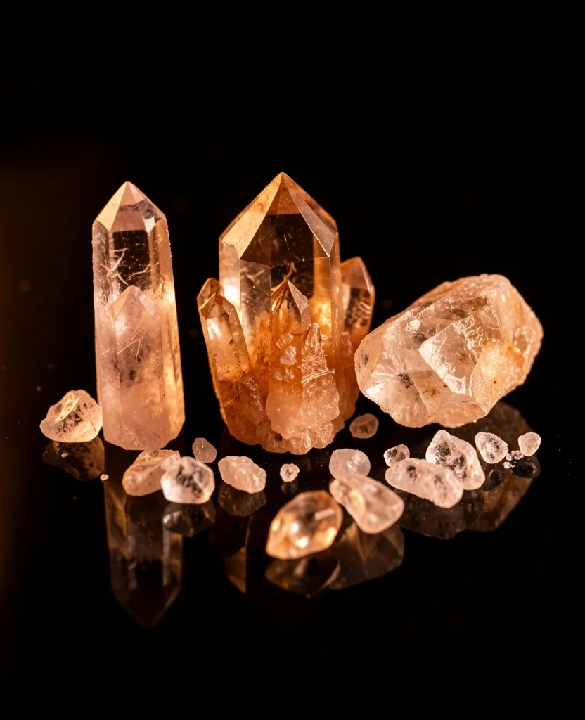 Mineral crystals on dark surface
