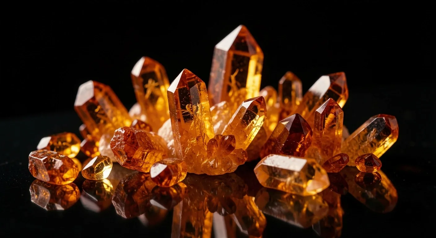 Mineral crystals on dark surface